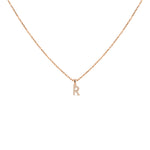 Load image into Gallery viewer, Rožinio aukso pakabukas su briliantais R (0,07 ct)