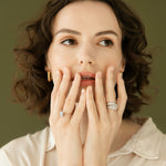 Load image into Gallery viewer, Rožinio aukso žiedas su briliantais (0,65 ct)