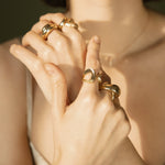 Load image into Gallery viewer, Geltono aukso žiedas "Wind"