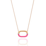 Load image into Gallery viewer, Rožinio aukso pakabukas su briliantais ir emale (0,03 ct)