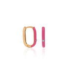 Load image into Gallery viewer, Rožinio aukso auskarai su deimantais ir emale (0,01 ct)