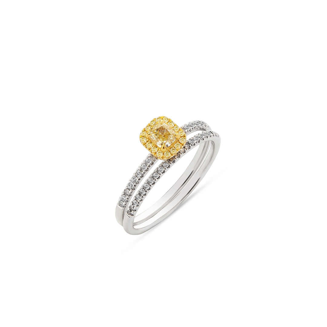 Dvigubas žiedas su Fancy yellow deimantu (0,53 ct)