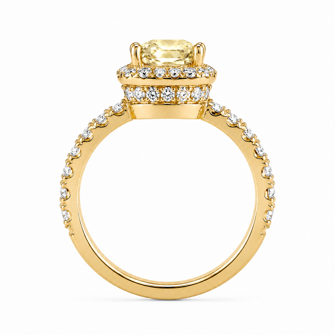 Geltono aukso žiedas su FANCY 1.24ct briliantu