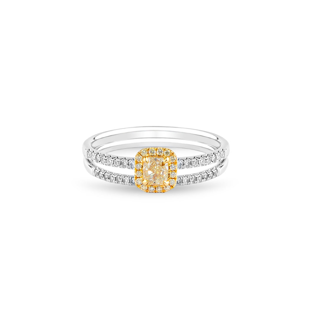 Dvigubas žiedas su Fancy yellow deimantu (0,53 ct)