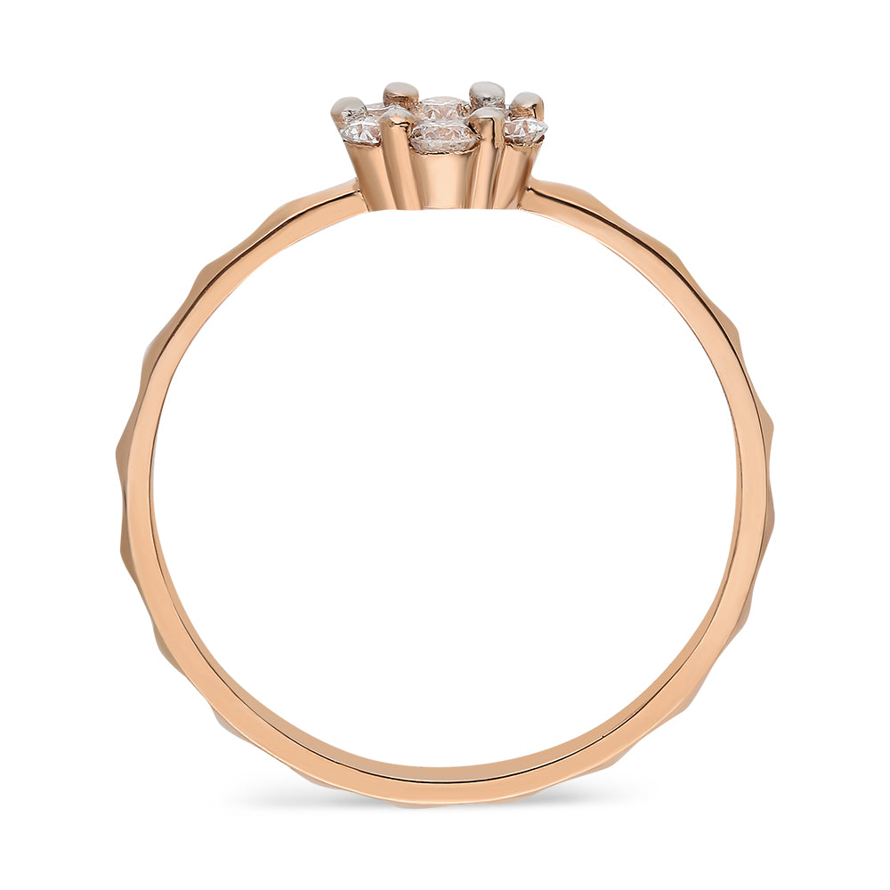 Rožinio aukso žiedas su 7 briliantais (0,35 ct)