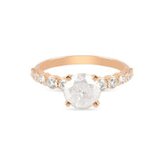 Rožinio aukso žiedas su  1,46 ct salt & pepper briliantu