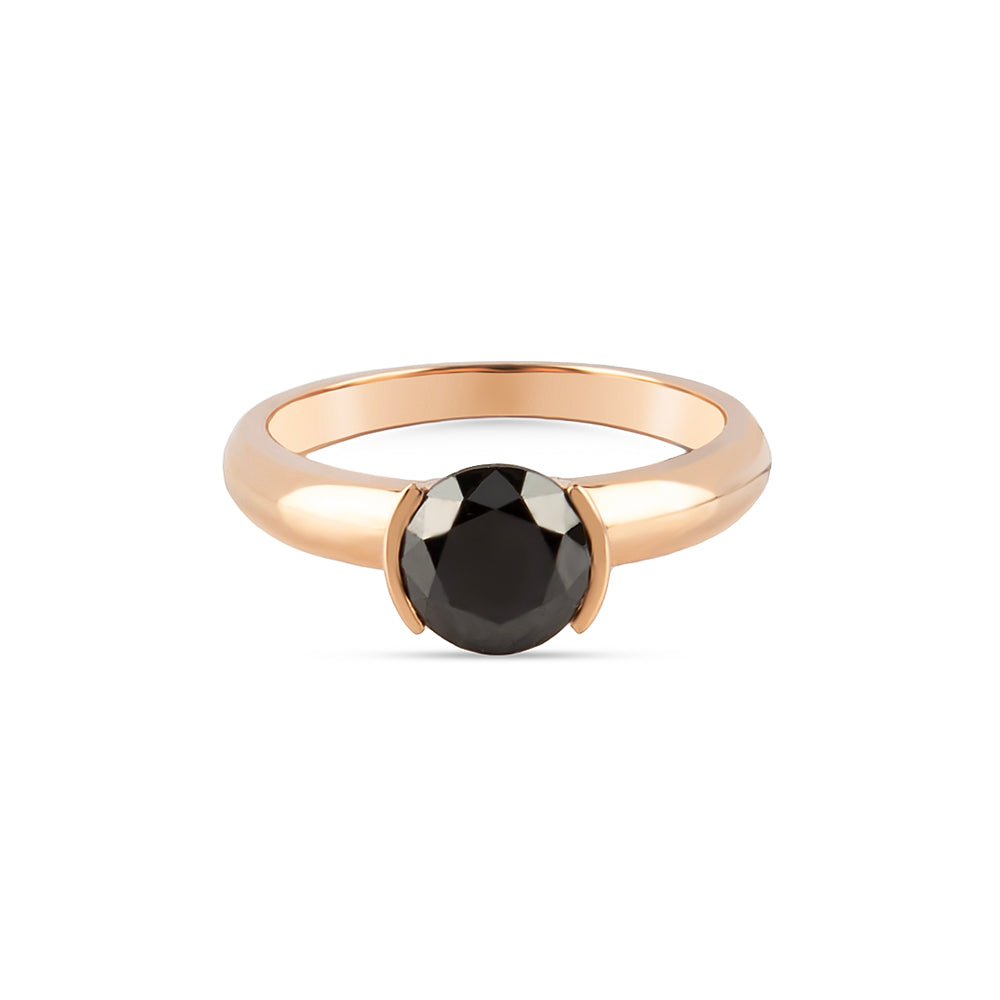 Rožinio aukso žiedas su juodu briliantu (1,15 ct)