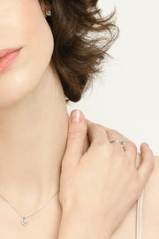 Balto aukso pakabukas su briliantais Širdelė (0,16 ct)