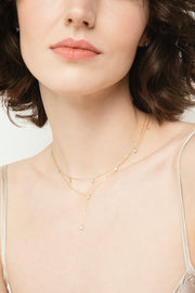 Geltono aukso kolje su 7 briliantais (0,46 ct)