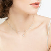 Balto aukso pakabukas su briliantais E (0,04 ct)