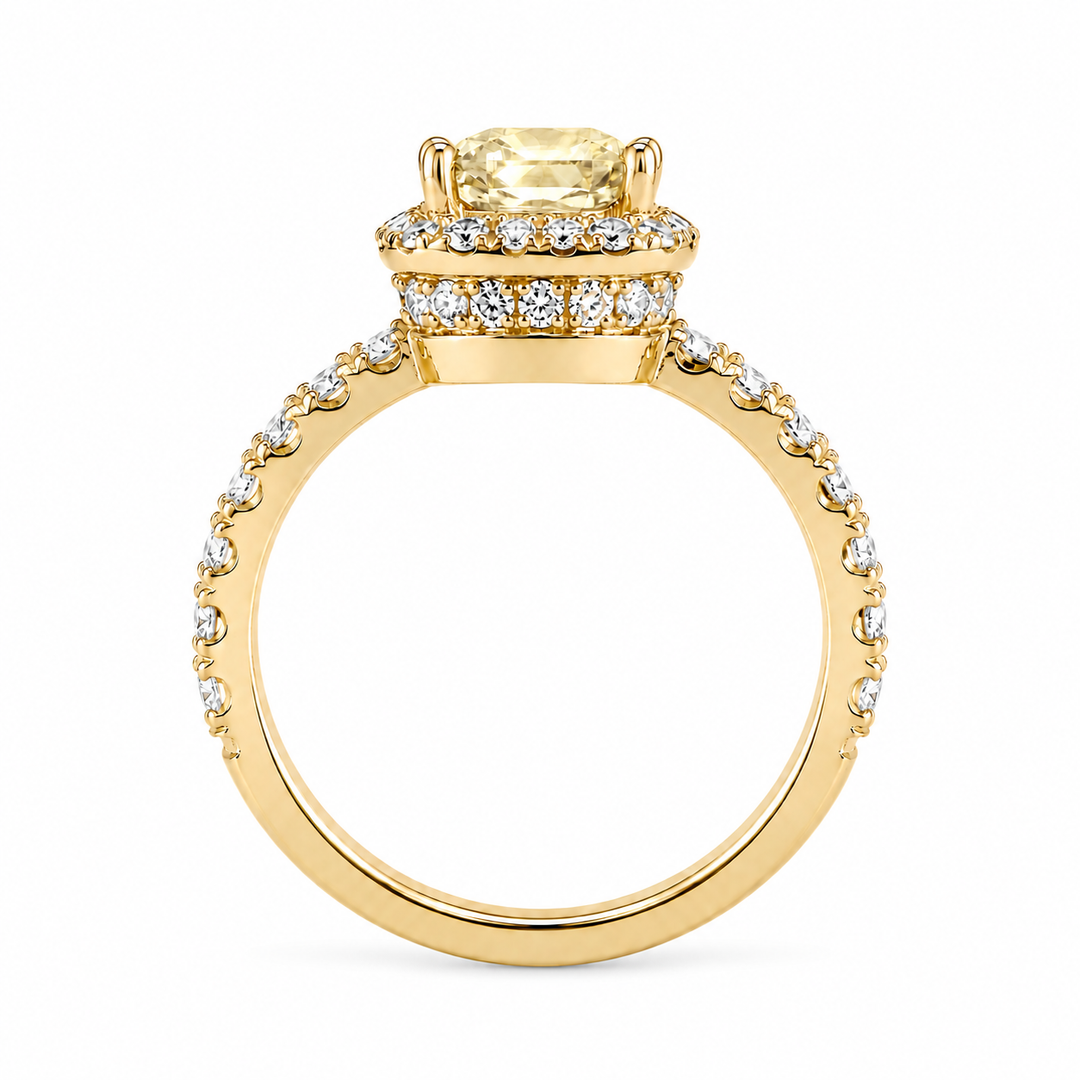 Geltono aukso žiedas su FANCY 1.24ct briliantu