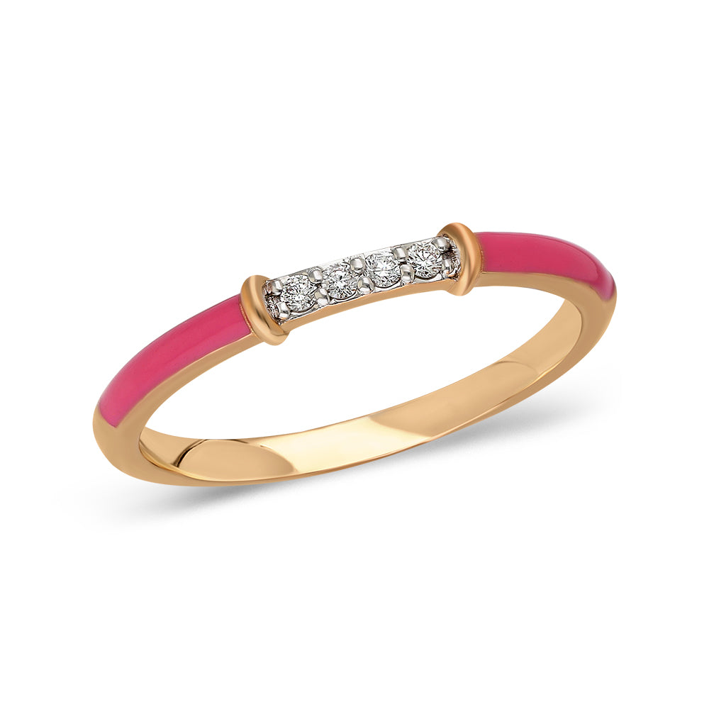 Rožinio aukso žiedas su deimantais  (0,05 ct)