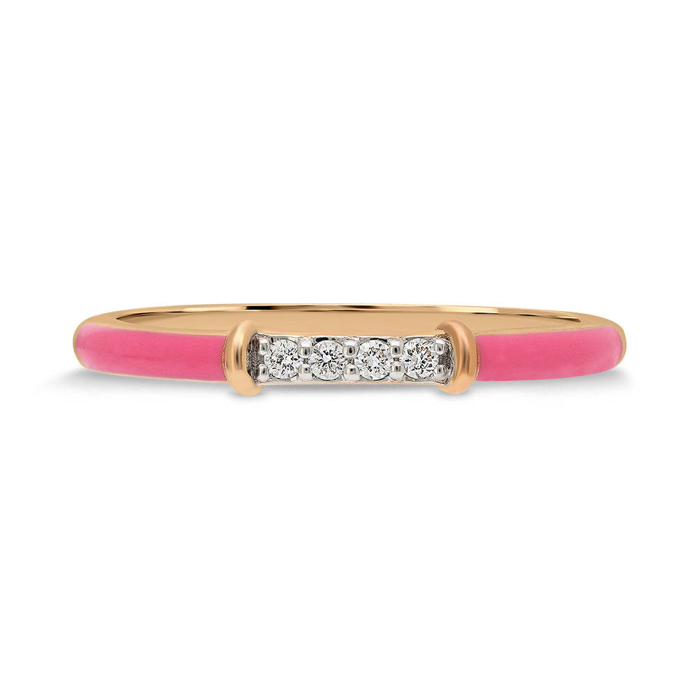 Rožinio aukso žiedas su deimantais  (0,05 ct)
